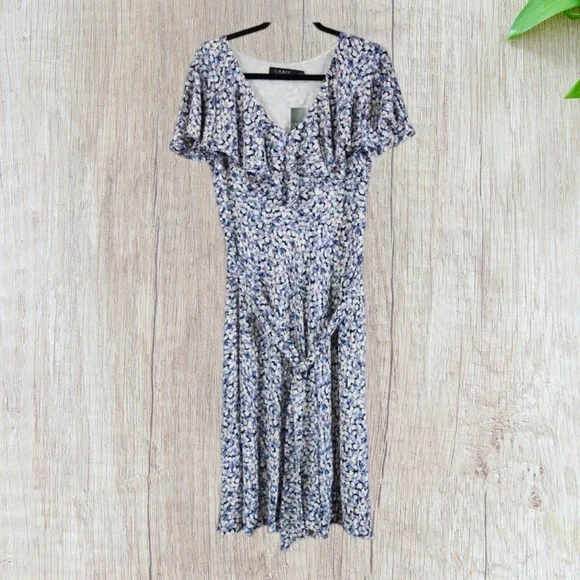 Lauren Ralph Lauren Floral Belted Crepe Dress NWT Size 4 - Picture 3 of 11